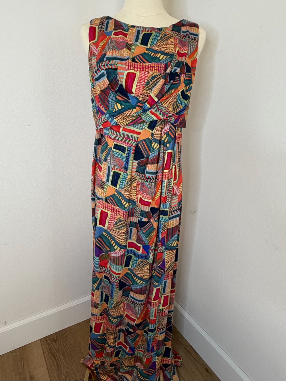 Peruvian Connection Reha Multicolor Geometric Maxi Dress Size Medium